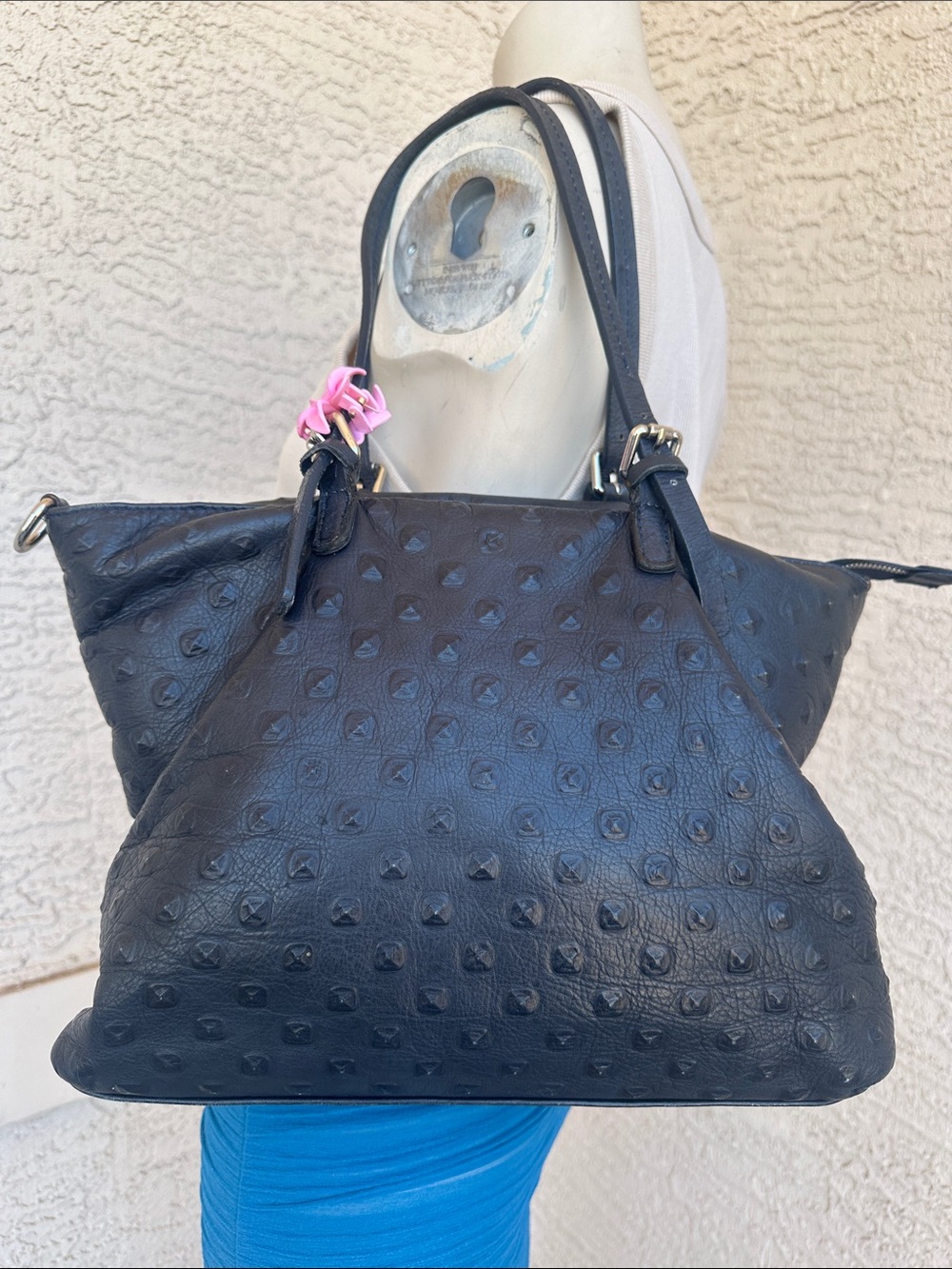 Textured Dark Grey Tote Italian Leather Jacky Celine Bag